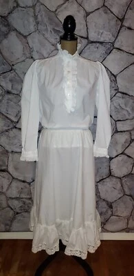 Conjunto de blusa y camisa vintage victoriana con volantes blancos Laura Ashley talla pequeña Reino Unido Foto 1 de 4