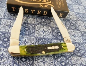 CASE XX New 27866 Green Apple Jigged Bone Handle 2 Blade Muskrat Knife/Knives - Picture 1 of 1
