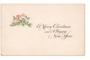 A Merry Christmas And A Happy New Year, Basket Of Holly, Vintage Postcard - Picture 1 of 2