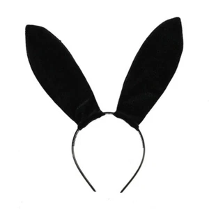 Aliceband Headband Velvet Fancy Dress Head Band Black Fabric Bunny Rabbit Ears - Picture 1 of 12