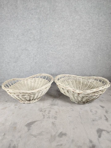 Set of 2 Wicker Baskets~ Distressed WHITE Cover