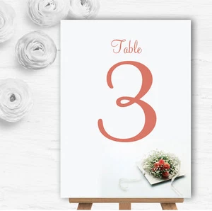 Peach Coral Rose Personalised Wedding Table Number Name Cards - Picture 1 of 1