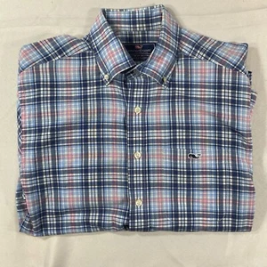 M Vineyard Vines Shirt Men’s Small Long Sleeve Blue Classic Fit Whale Plaid - Picture 1 of 4