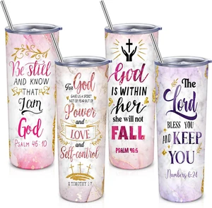 4 Pcs Christian Gifts for Women Religious Tumbler Faith Bible Verse Mug Cup Insp - Picture 1 of 6