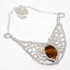 925 Argent Plated-Tiger Eye Ethnique Wire-Wrapped Collier Bijoux 18 