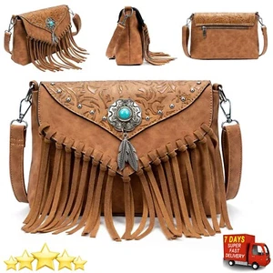 Small Crossbody Bags for Women Handbag Fringe Purse Tassel Shoulder Bag Wallet - Picture 1 of 7