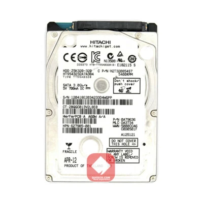 Hitachi Hard Disk Interno 2,5 320Gb Sata 5400RPM 8Mb HTS543232A7A384 - Immagine 1 di 2
