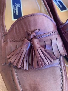 Bragano Crafted In Italy Brown Kiltie Tassel Loafers 11 W - Picture 1 of 13