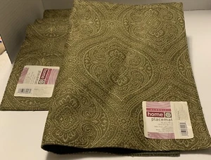 4 Target Home Placemats Olive Green & Gold - Picture 1 of 2