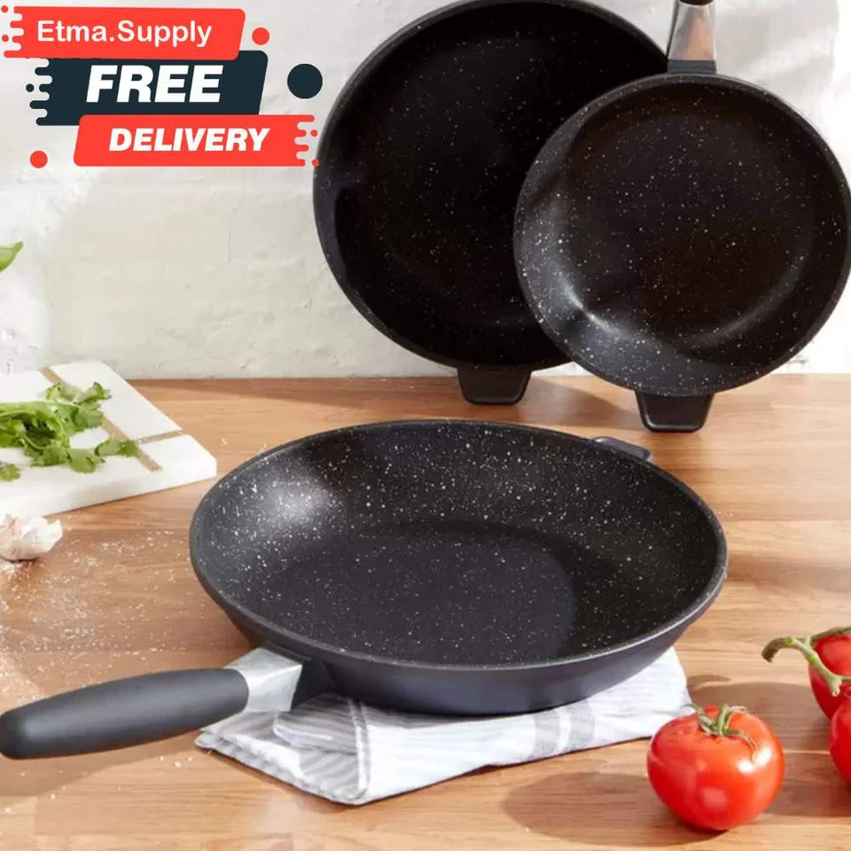 New BergHOFF Eurocast Non-Stick Frying Pans 3 Piece Set w/ Detachable Handles Uk - Image 1 of 4