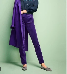 Talbots Pants Women 16P Purple Corduroy Straight Leg Stretch Slimming Retro New - Picture 1 of 8