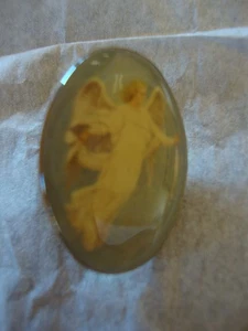VINTAGE Guardian Angel Gold Tone OVAL LAPEL PIN Religious Spiritual Protection - Picture 1 of 2