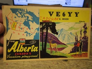 G25 Old QSL Amateur Ham Radio Operator Card CADOGAN ALBERTA CANADA HUGHENDEN Elk - Picture 1 of 2
