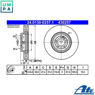 2x BRAKE DISC 24.0130-0257.1 FOR MERCEDES-BENZ B-CLASS/Sports/Tourer GLB GLA - Image 1 of 4