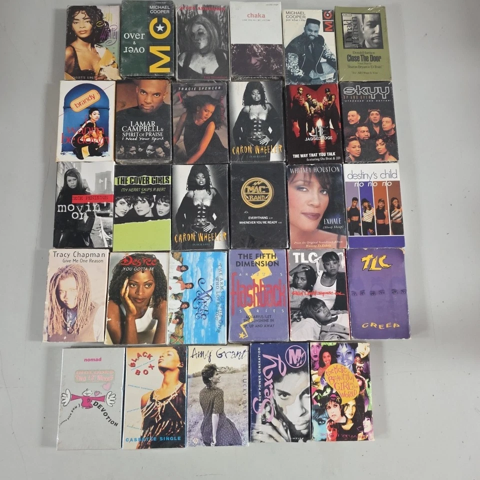 29 Soul Funk R&B Pop Cassette Tape Single Lot PRINCE TLC WHITNEY DESTINYS BRANDY - Imagem 1 de 4