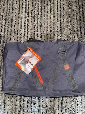 Hugo BOSS Mens Gray Travel Gym Weekender Duffle  Bag 20" Orange LOGO - Image 1 of 4