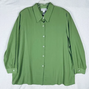 Susan Graver limettengrün Button Down Shirt Tunika Oberteil Damen 2X Langarm - Bild 1 von 9