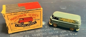 1957 MOKO Lesney Matchbox #34 VOLKSWAGEN VW VAN Turquoise Blue - Picture 1 of 11