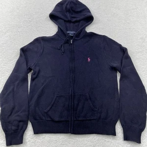 Ralph Lauren Sport Girls Sweater Hoodie Blue XL Y2K Full Zip Cardigan - Picture 1 of 8