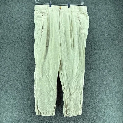 Club Room Luxury 100% Linen Pants Mens XL Beige 38x29 Drawstring Elastic Waist - Image 1 of 4
