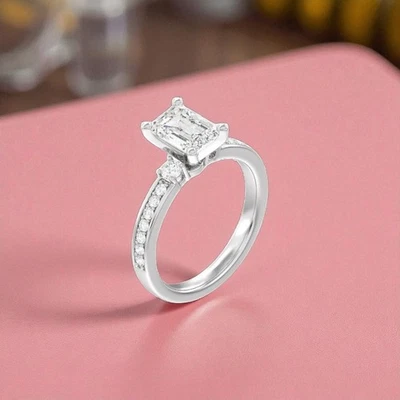 Diamant Damen Verlobungsring IGI Lab Created 950 Platin 1,25 ct Smaragd VS2 - Bild 1 von 4