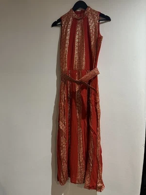 Vintage 1960's/70's Trina Lewis Red & Gold Evening Dress, Size S - Image 1 of 4