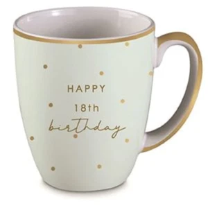 18th Eighteenth Birthday Mint Gold Trim with Gold Text Mug Tea Coffee Gift Box - Picture 1 of 1