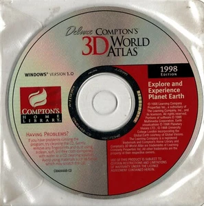 COMPTON'S DELUXE 3D WORLD ATLAS - CD-ROM -1998 -Compton's Home Library - VINTAGE - Picture 1 of 1
