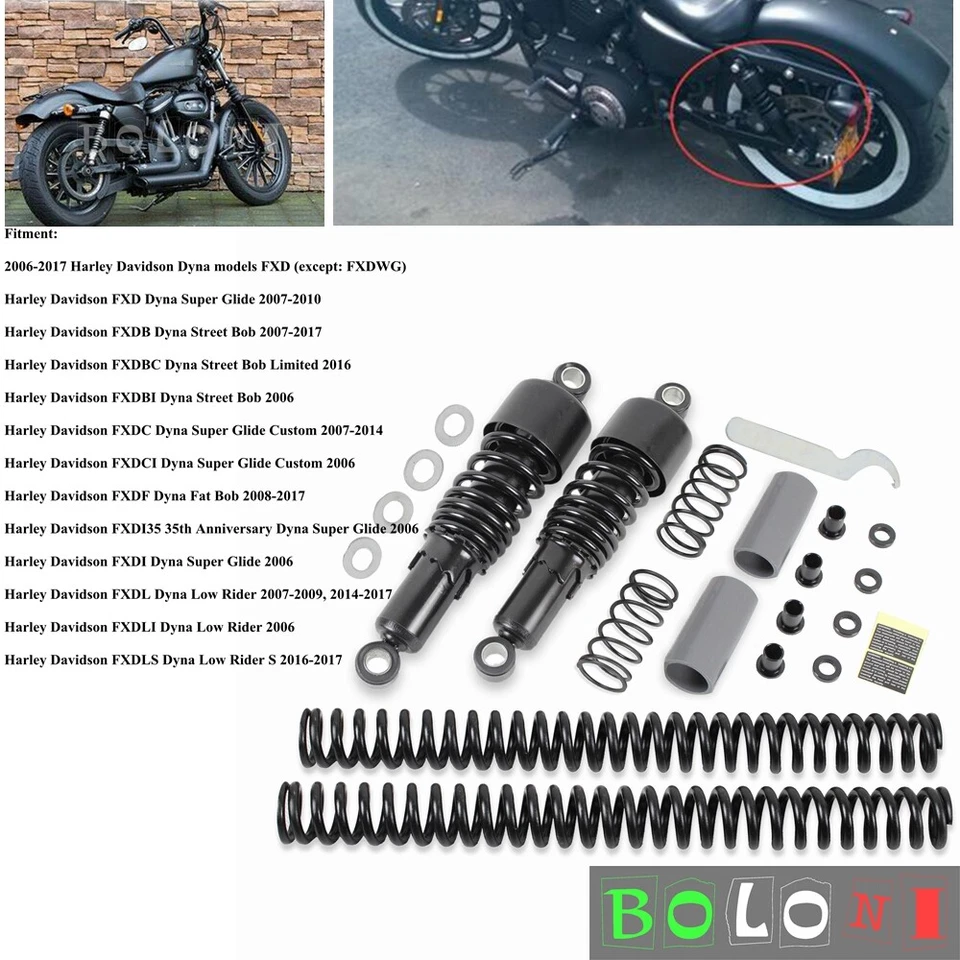 Complete lowering kit 10.5" Shock Absorber Fork Springs For Harley-Davidson Dyna — 第 1/4 张图片