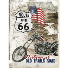 The Route 66 National Old trails Road - Retro Blechschild: 30x40 geprägt
