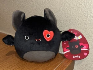 Squishmallow 5” EMILY Black Bat Red Heart Eye Valentines Day 2025 BNWT SHIPS NOW - Picture 1 of 2