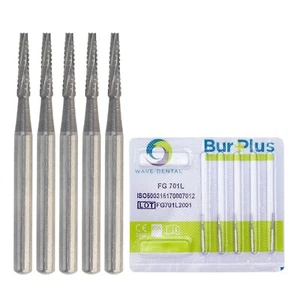 Fresas dentales de carburo de tungsteno onduladas 5 piezas FG 701L para fresas FG de pieza de mano de alta velocidad - Imagen 1 de 42