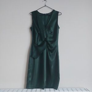 DKNY bottle green satin short dress size 6