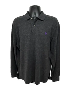 Polo Ralph Lauren Polo Manga Larga Gris Moteado Púrpura Poni Talla L - Imagen 1 de 8
