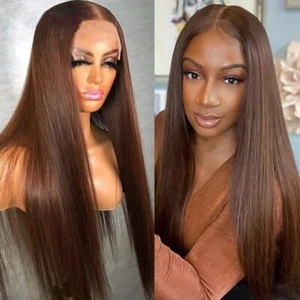 Dark Blonde Lace Front Wigs Synthetic Long Straight Pre Plucked Women Daily Wear - Picture 1 of 6