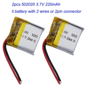 Batería de polímero Li 502020 Li-ion JST 2 pines 2 piezas 3,7 V 220 mAh 0,814 Wh para ratón - Imagen 1 de 10