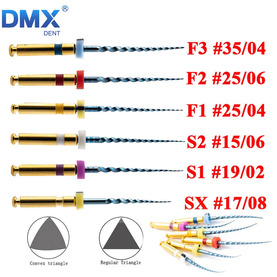 DMXDENT 6pcs Dental NiTi Super Rotary Files for Endodontic Endo Motor Root Canal 25MM CE