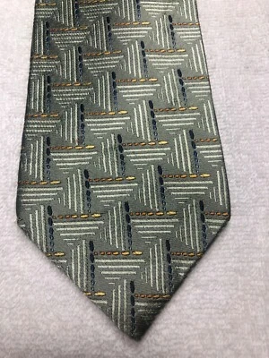 XMI MENS TIE GREEN WITH BLUE AND GOLD 4 X 61 - Image 1 of 4