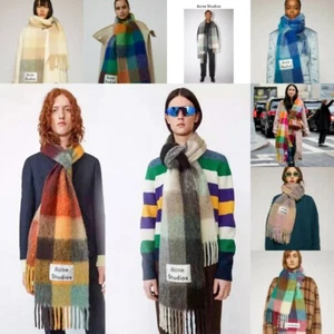 Unisex Acne Studios Schal Schals Tartan Wrap Rainbow Wool Pashmina Schal Winter