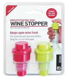 BREATHTAKING PINK/GREEN WINE STOPPER - Keeps Wine Fresh! Vacuum Patent Tech *NEW - Picture 1 of 6