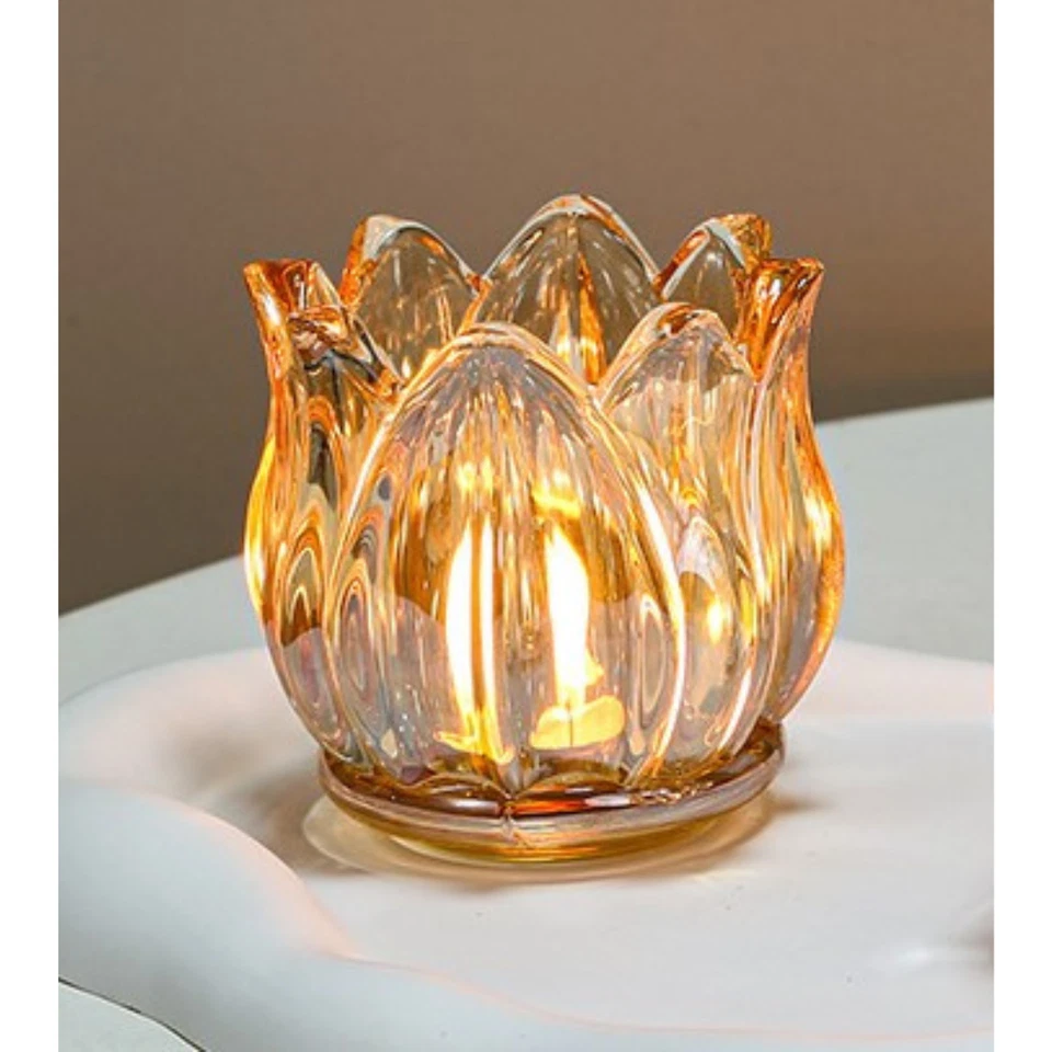Tulip Flower Glass Candle Holder Wedding  / Home Table Decoration clear or gold - Image 1 of 1