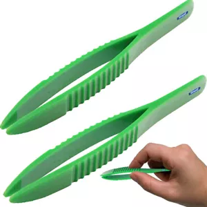 2 pz pinzette in plastica 5" batterie gestione timbro moneta gioielli non conduttive - Foto 1 di 8