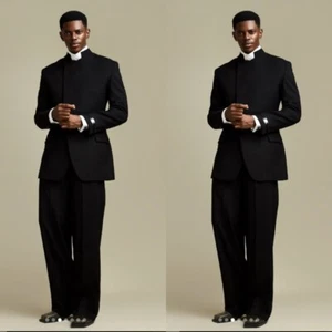 Black Men Suits Formal Party Business Prom Men Tuxedos Pants Single Breasted - Picture 1 of 16