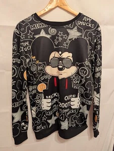 Micky Mouse Jumper Womens Black /White Size UK XL Made In Italy - Picture 1 of 5