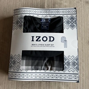 IZOD  Men’s 2XL 2-Piece Pajama Plaid Longsleeve/Flannel Pants NEW in Box $75 - Picture 1 of 6
