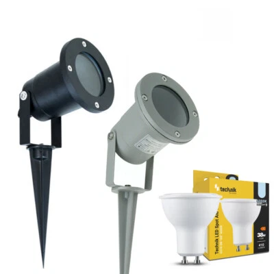 Gartenstrahler mit Erdspieß IP65 Außenleuchte Gartenleuchte Gartenspot GU10 230V - Bild 1 von 4