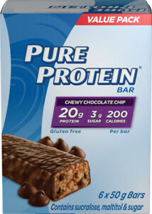 Pure Protein Bars, Gluten Free, Chewy Chocolate Chip, 50g, 6ct, {Imported fro...