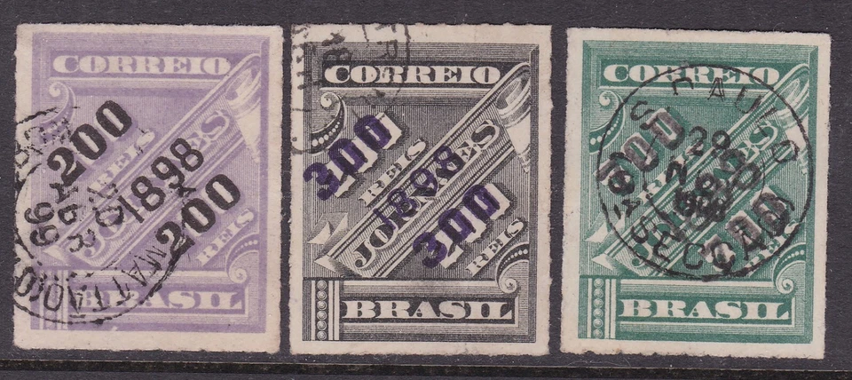 BRAZIL  ^^^^^^^^1898  x3 used IMPERFS CLASSICS  @  dco 4101bzaeb - Image 1 of 1