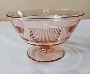 Pink Depression Glass Pedestal Compote Dish Bowl Very Pretty - Picture 1 of 10