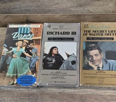 Classic Movies VHS Lot 3 New Sealed Lets Dance, Richard III, & Walter Mitty - Image 1 of 4